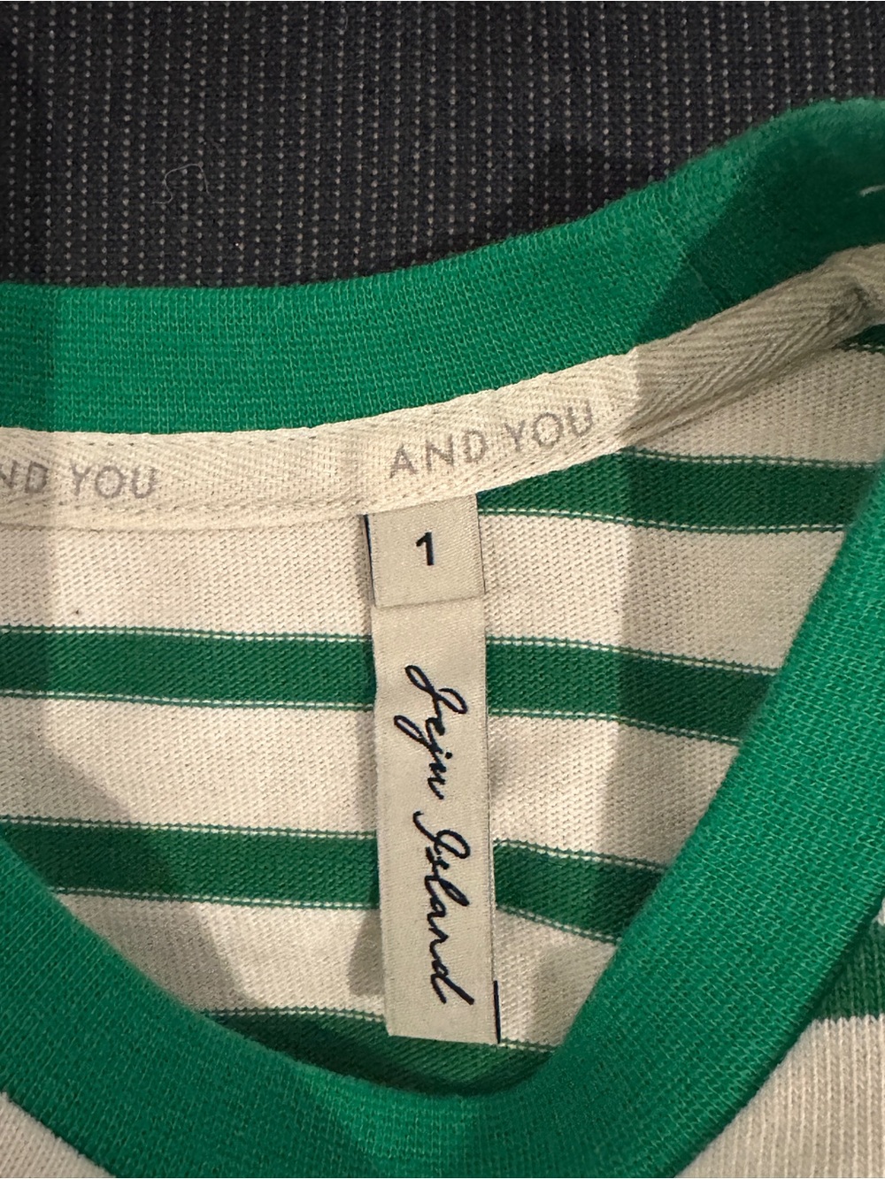 And You Green & White Striped Tee - Picture 4 of 6